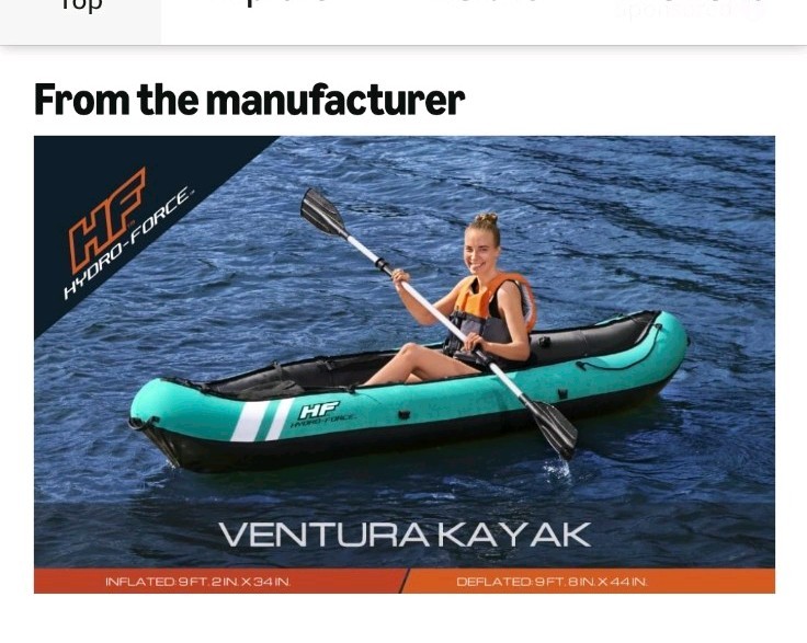 Bestway Hydro Force Inflatable Kayak Set – 1-Person Ventura Elite Grn canopy