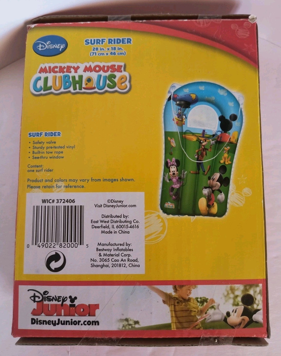 DISNEY MICKEY MOUSE CLUBHOUSE,SURF RIDER,POOL FLOAT,W/ WINDOW & TOW ROPE,KIDS 3+