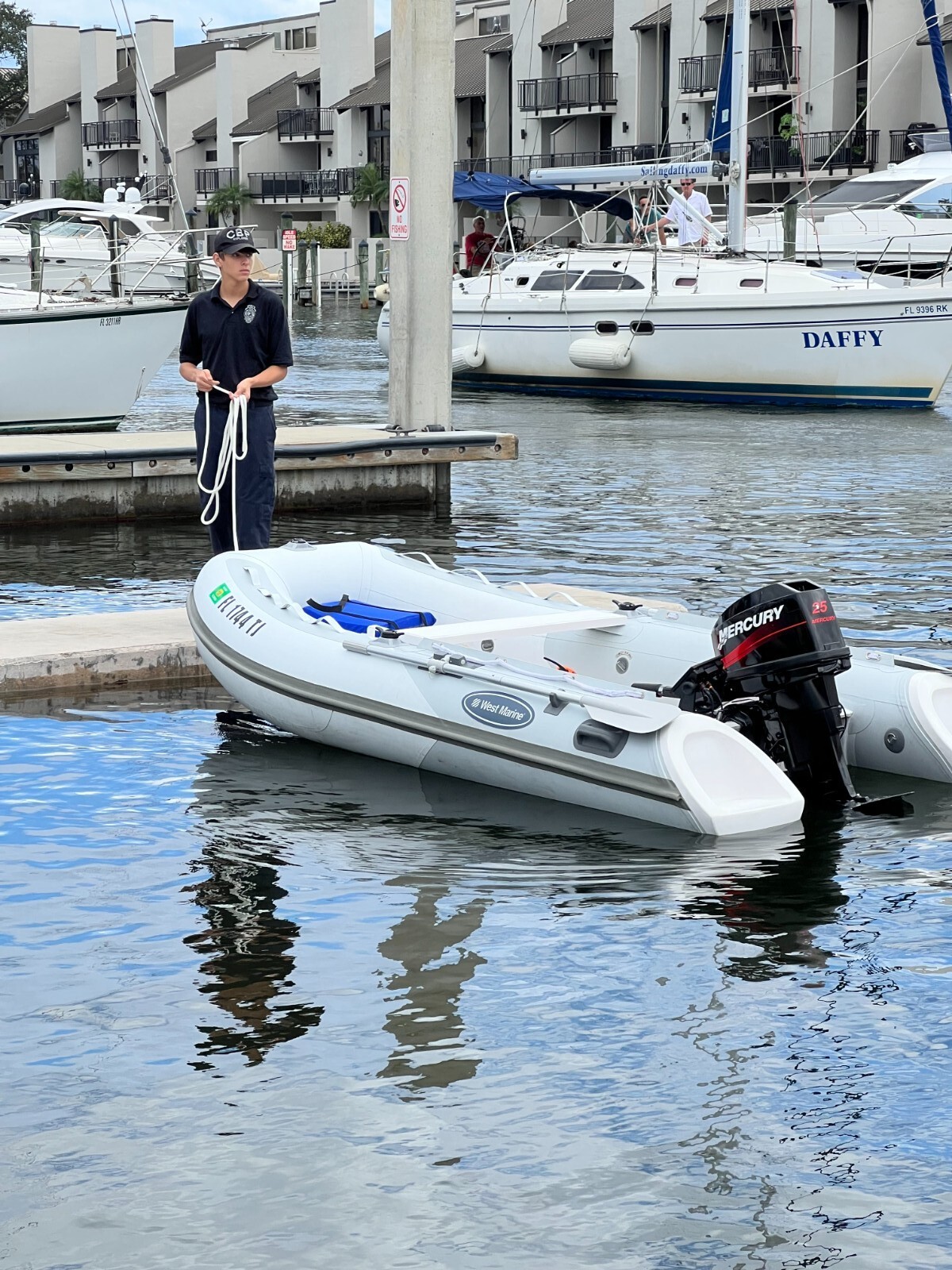 Inflatable Gray Hypalon Fishing ,Diving Boat with 25 hp Outboard motor