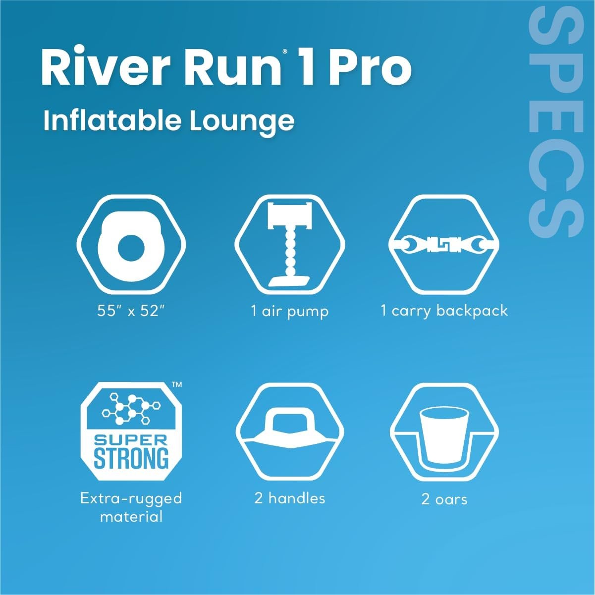 56843EP River Run 1 Pro Inflatable Floating Lounge GoPro/Phone Mount – Built-in