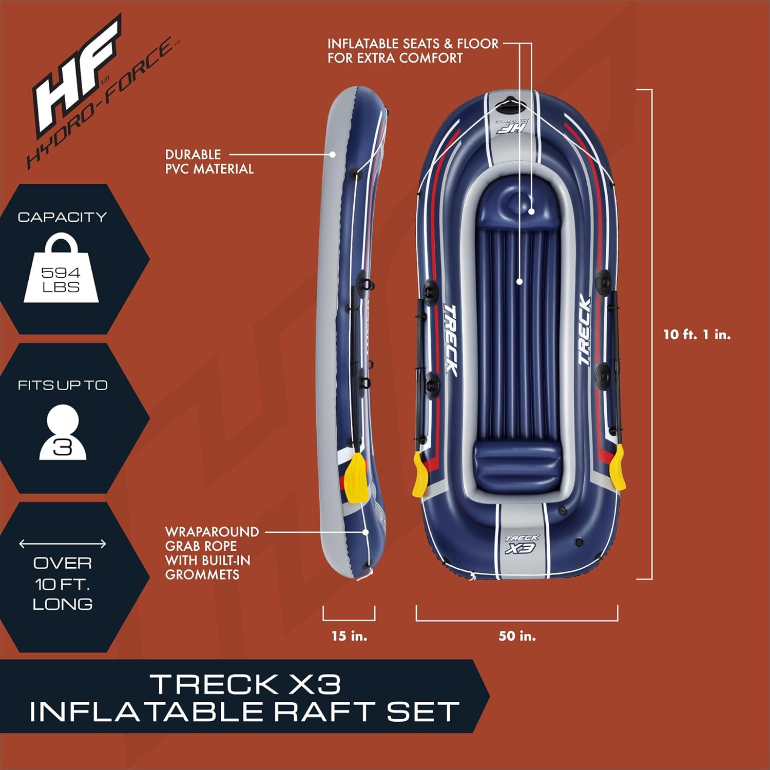 Balsa inflable Hydro-Force, para niños y adultos, ideal lagos y ríos