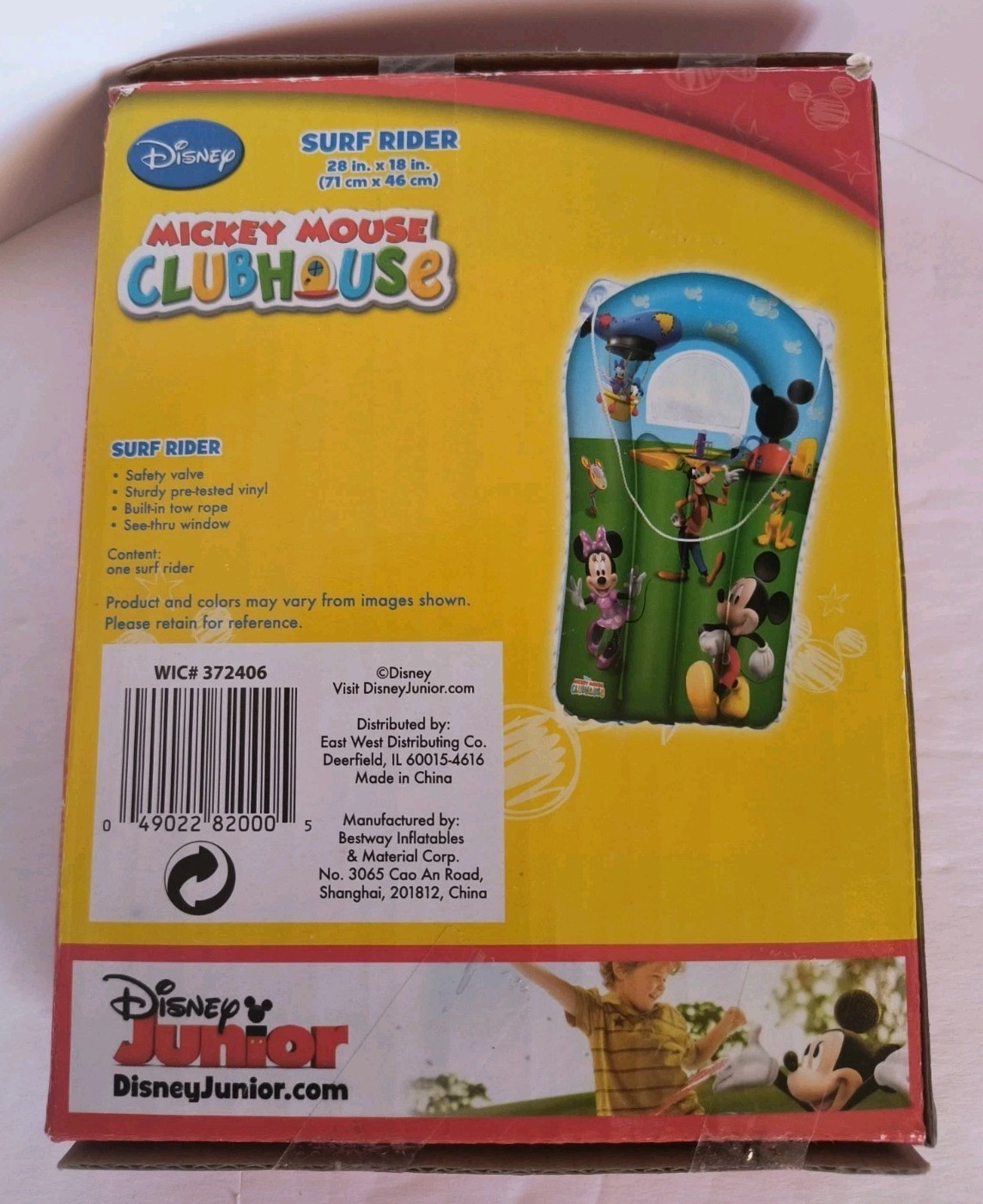 DISNEY MICKEY MOUSE CLUBHOUSE,SURF RIDER,POOL FLOAT,W/ WINDOW & TOW ROPE,KIDS 3+