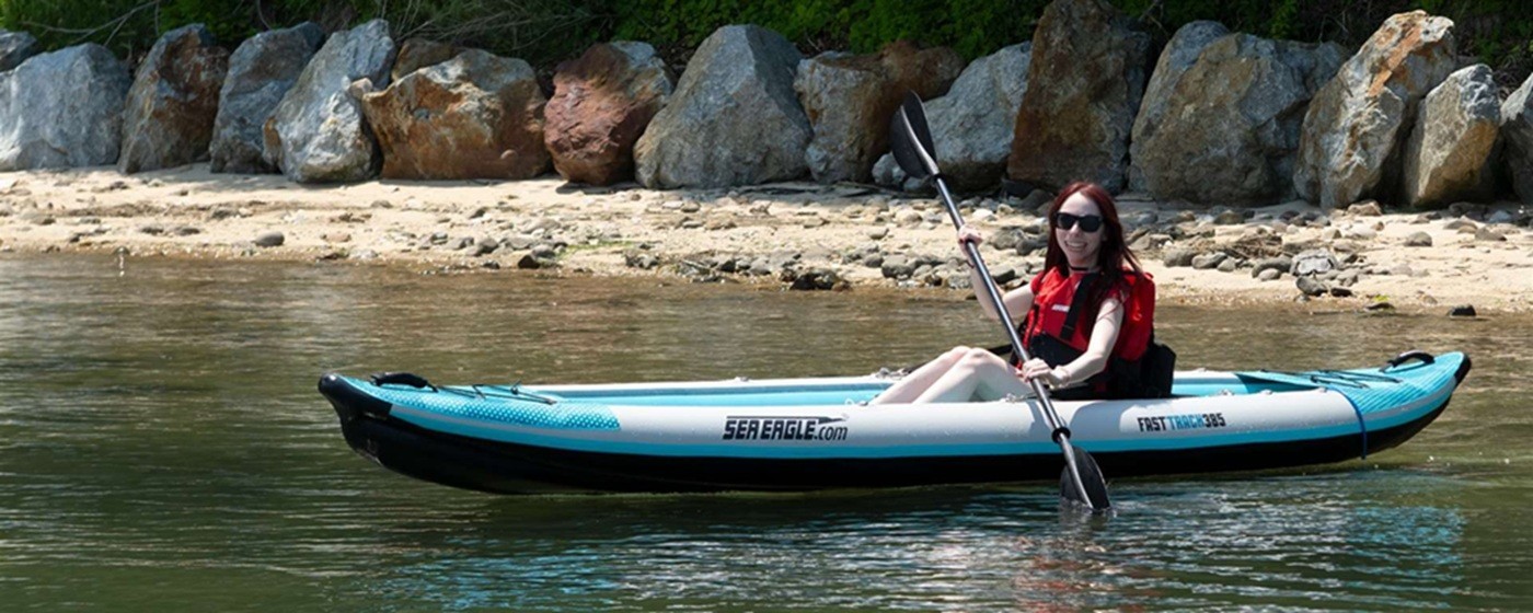 Sea Eagle 385ft V-Bottom Pro Solo FastTrack™ Package Inflatable Kayak – 1 Seat