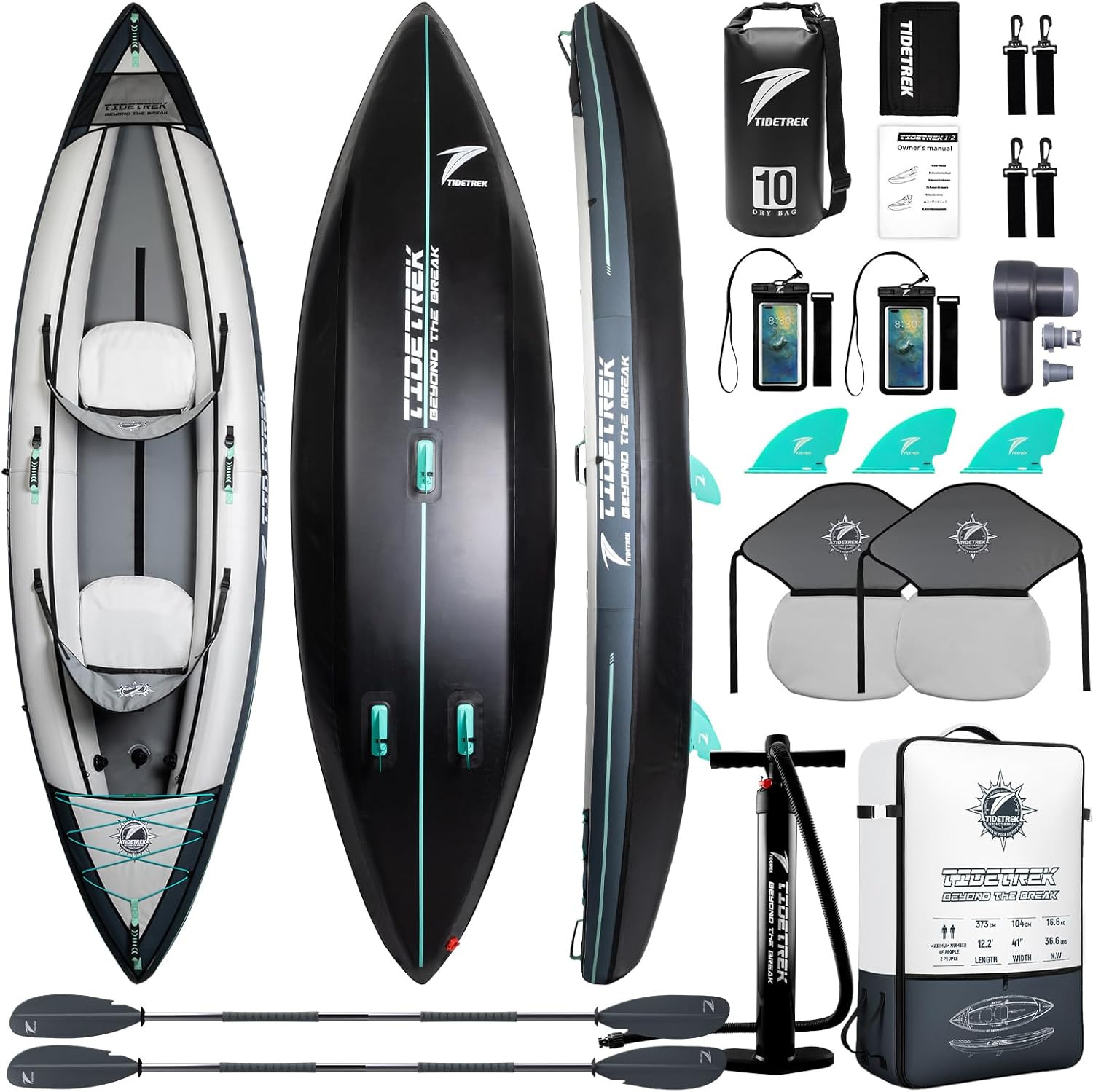 Inflatable Touring Kayak 1-Person & 2-Person with Waterproof Seat & Full Accesso
