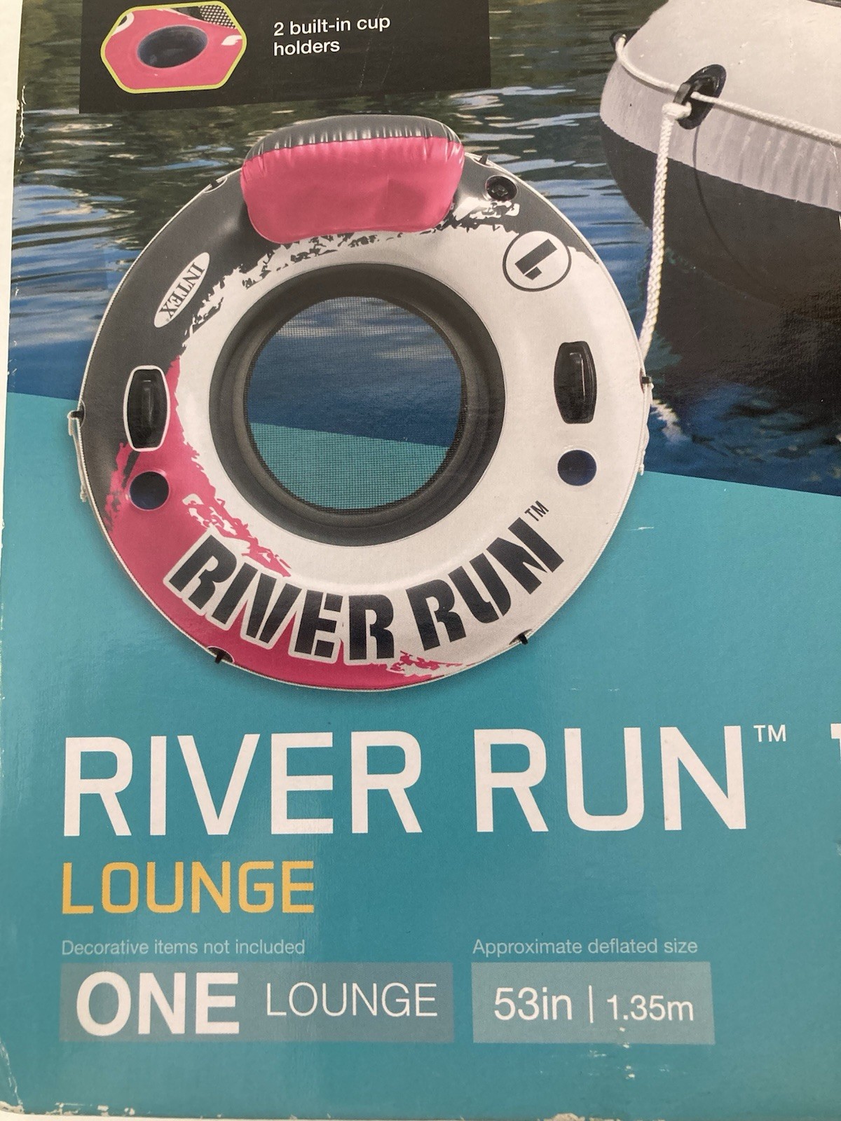 Intex River Run I Lounge 53 inch Inflatable Water Float with Handles – Pink