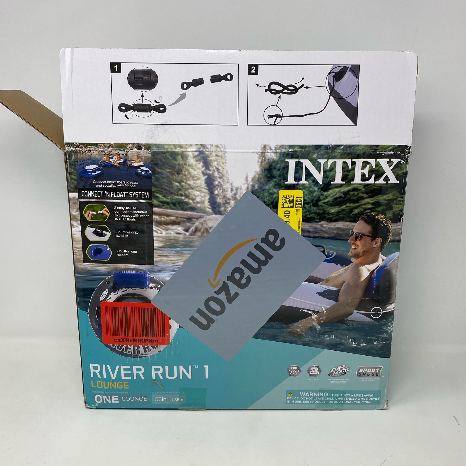 Intex River Run 1 Blue/White 53in Inflatable Tube w/ Backrest & Cups
