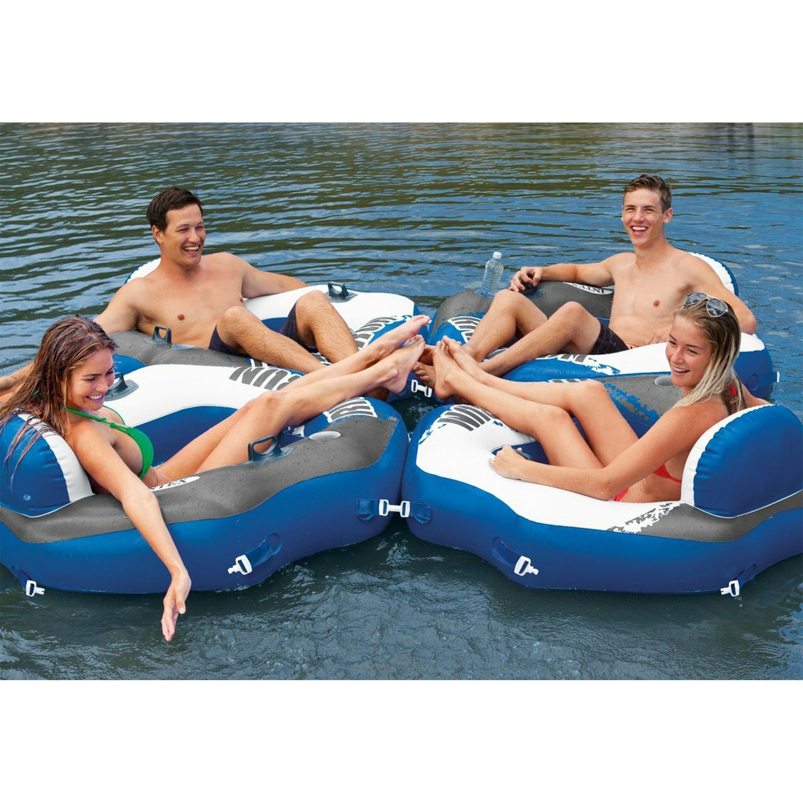 Intex 58854EP River Run Connect Lounge Inflatable Floating Water Tube (3 Pack)