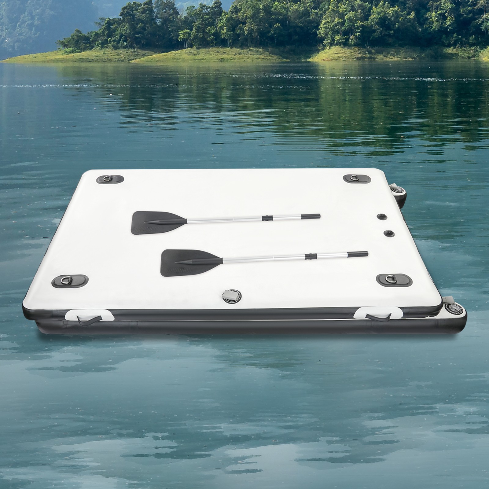 2.5m Inflatable Fishing Boat Portable Dock Floating Platform 880lb with Air Pump