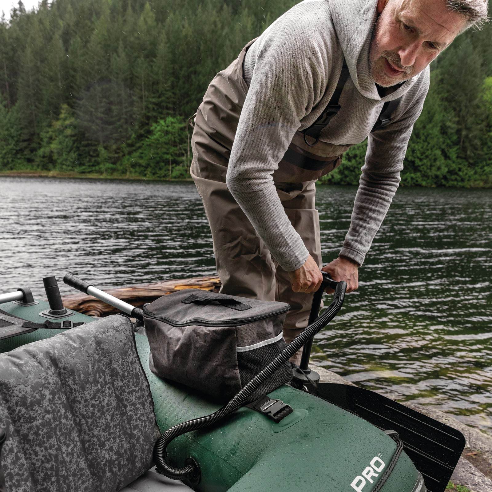 Big Catch Pro Inflatable Fishing Float Tube Set w/Oars,Pump,Rod Holders(Open Box