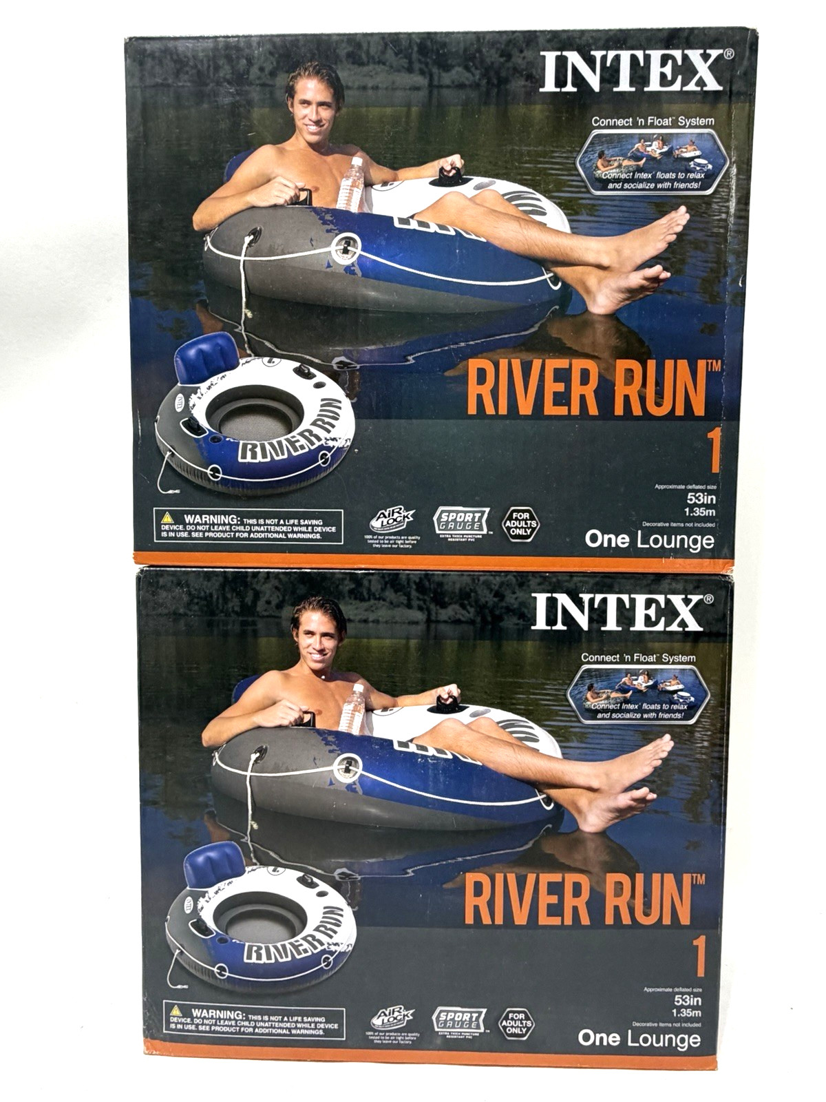 2-pack Intex River Run I Sport Lounge 53 inch Inflatable Water Float Pool River