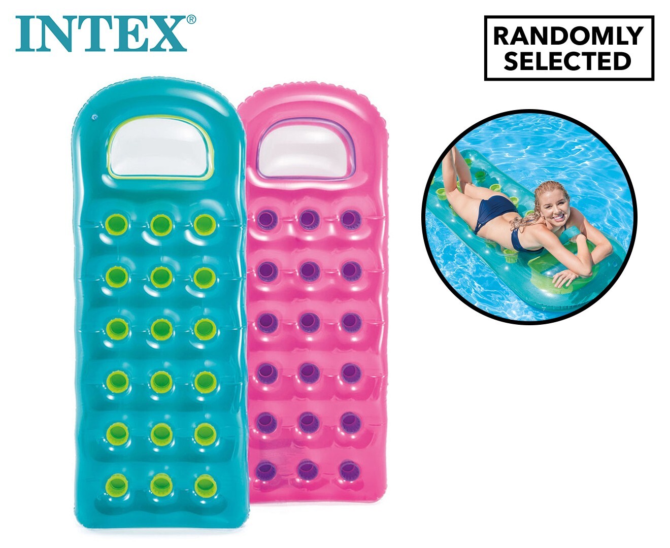 18 Pocket INTEX Suntanner Lounge Floating Raft Float air mattress beach pool fun