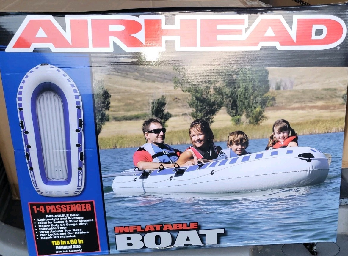 Inflatable Raft Boat 1-4 Person Portable 9.25ft X 5ft 680lb Capacity Quality Nib