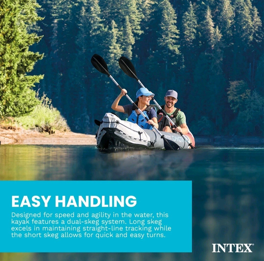 NEW in BOX Intex Dakota K2 2 Person Vinyl Inflatable Kayak with Oars, Pump, Bag