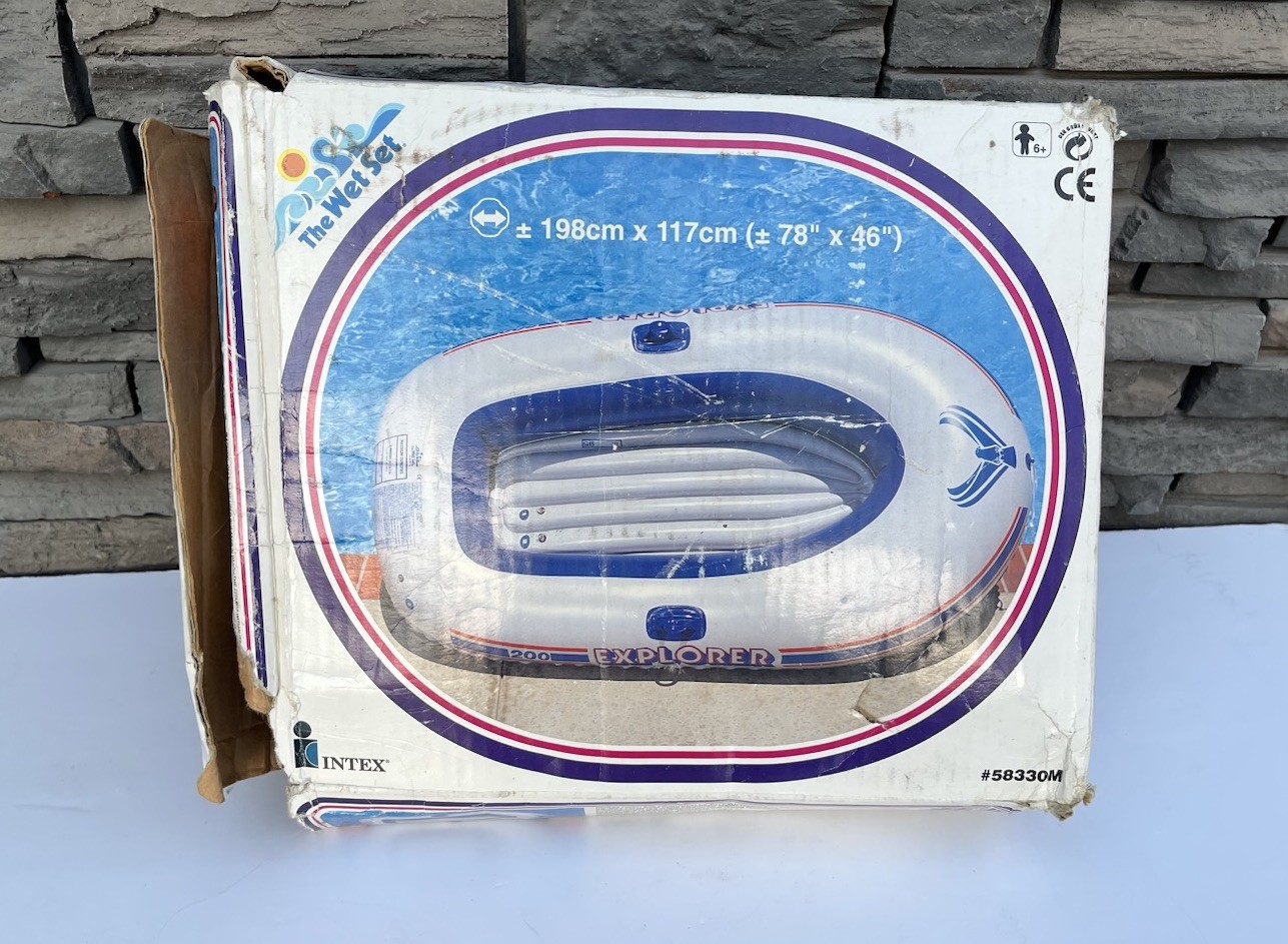 Intex 5833OM Explorer 200 Compact Inflatable 3 Person Raft Boat Red White Blue
