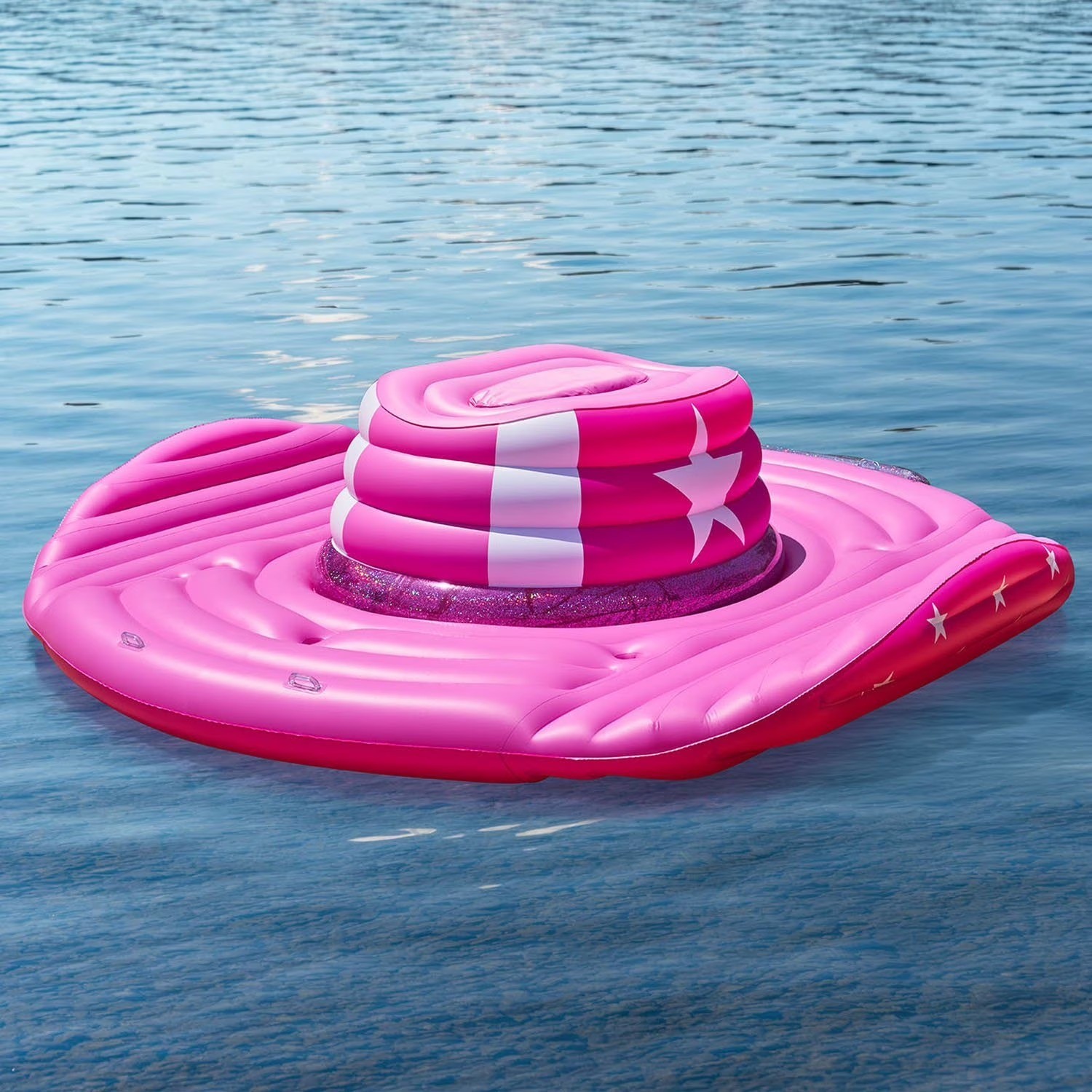 Oversized Inflatable Cowboy Hat Pool Float Lake Party Island 6 Person Pink