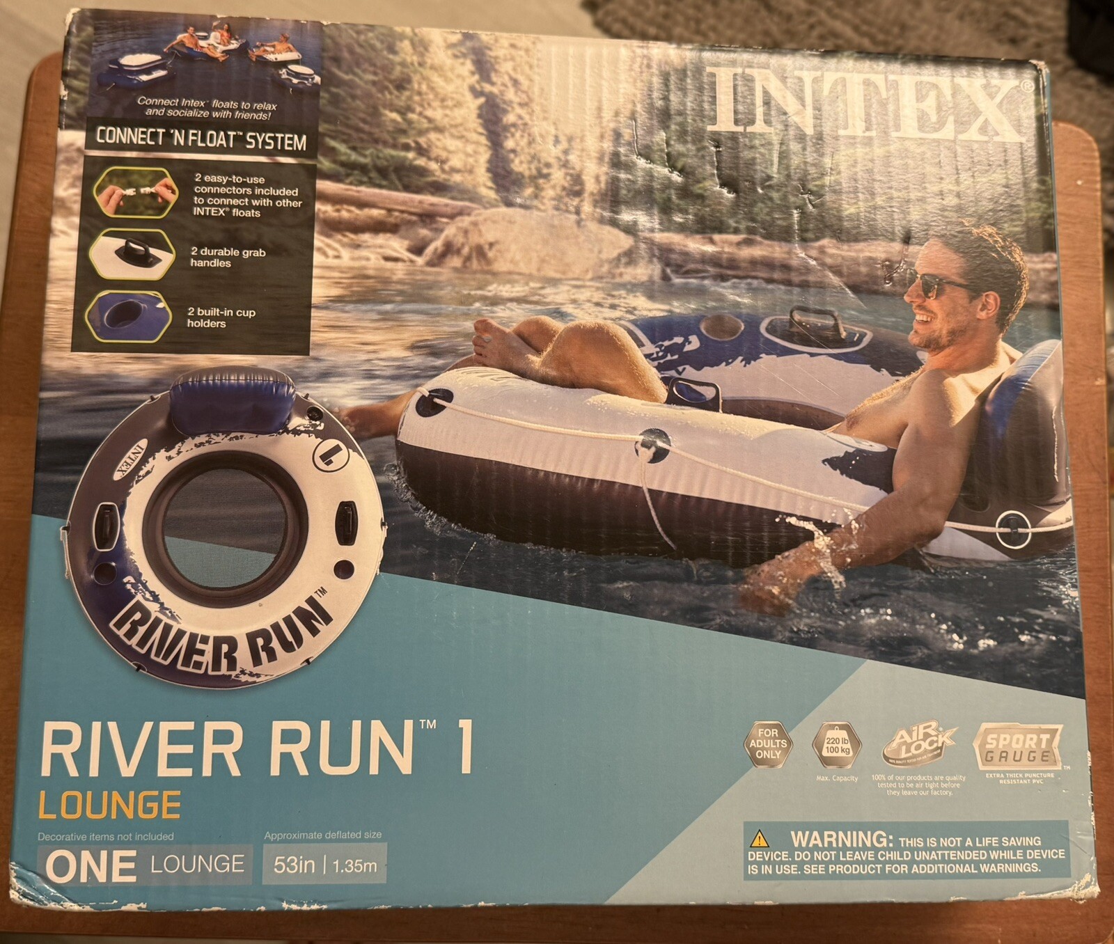 Intex River Run I Outdoor Inflatable Water Tube Lounge Float 53 inch NIB
