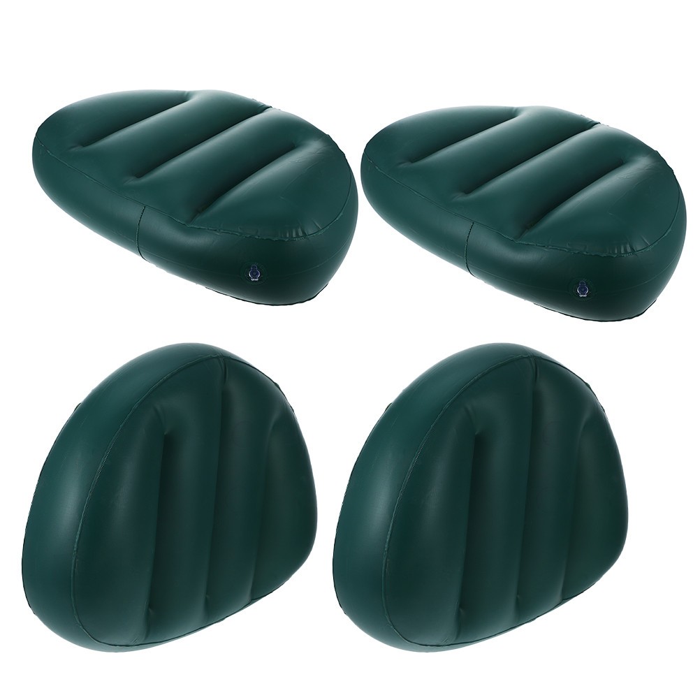 4Pcs Reusable Inflatable Boat Seat Cushions Dark Green PVC Lightweight for Kayak