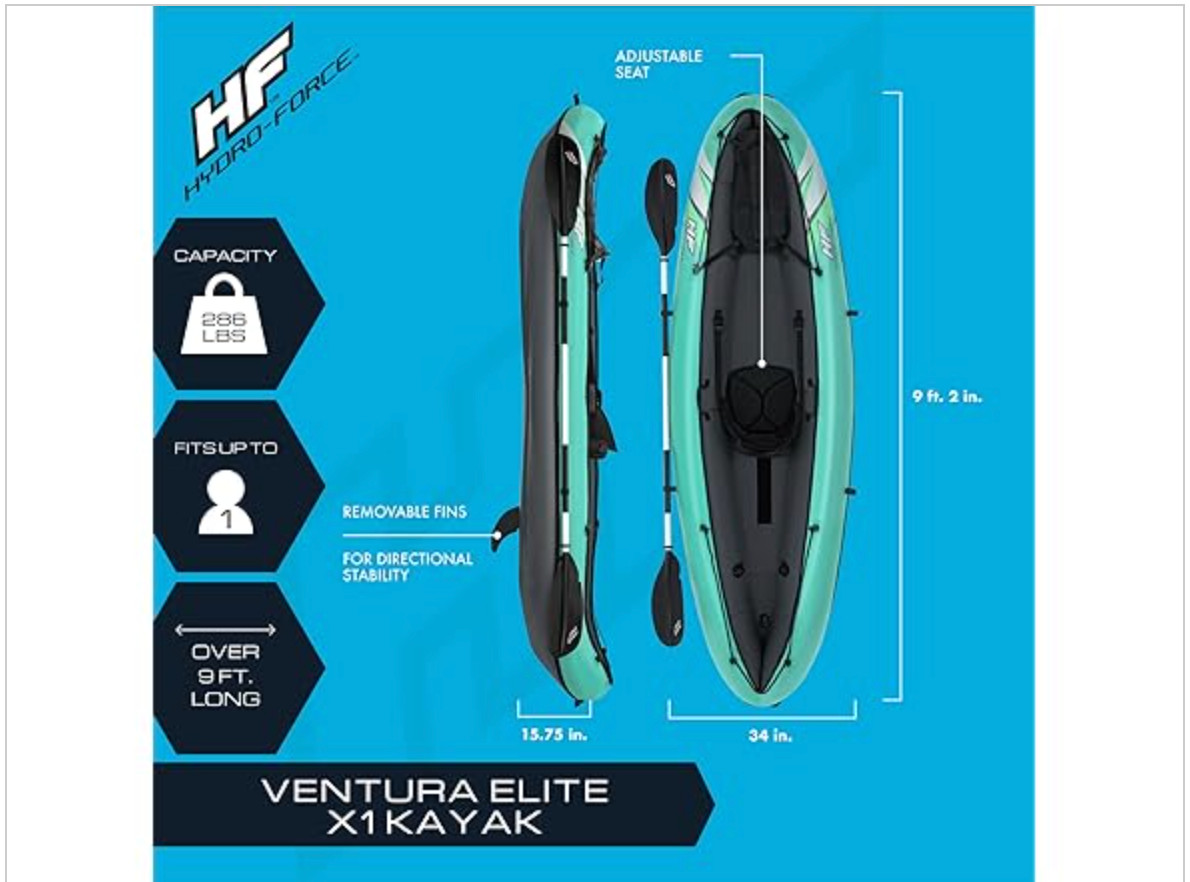 Bestway Hydro-Force 1-Person Ventura Elite Inflatable Kayak Set X1 – Sealed