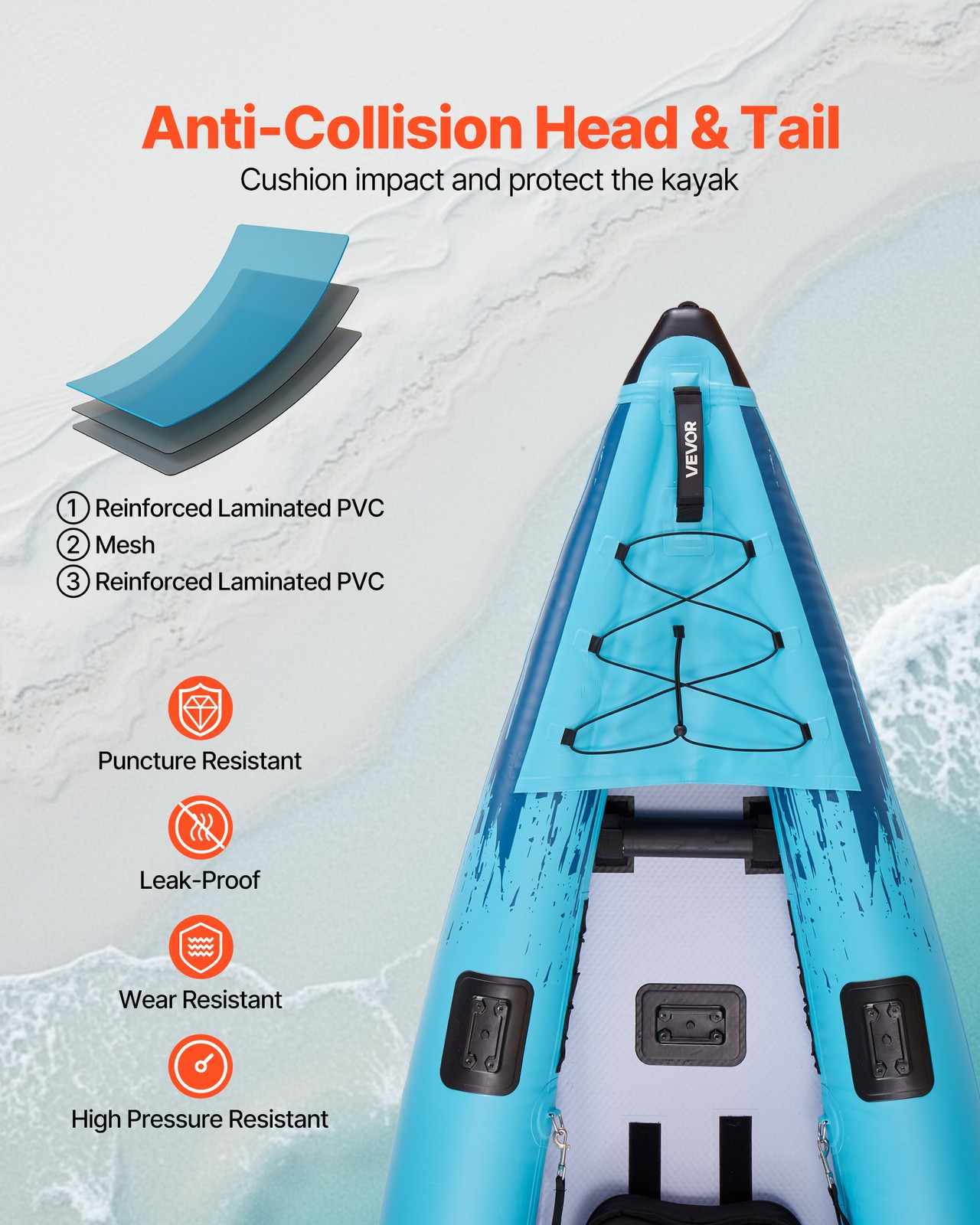 VEVOR Inflatable Kayak 2-Person Inflatable Recreational Kayak 700LBS Capacity
