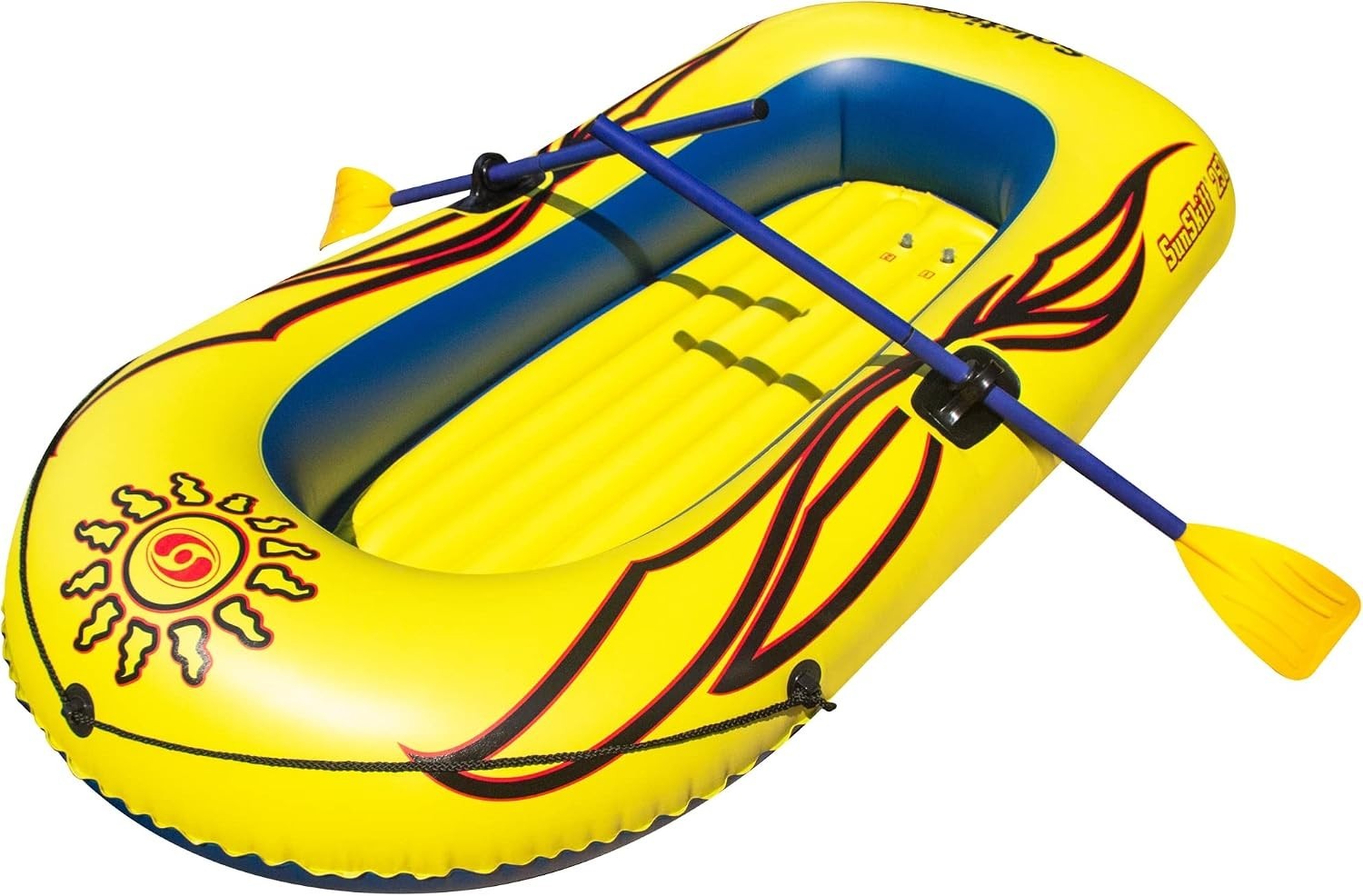 Durable Inflatable Boat for 2 Adults Kids Heavy Duty PVC Construction Yellow