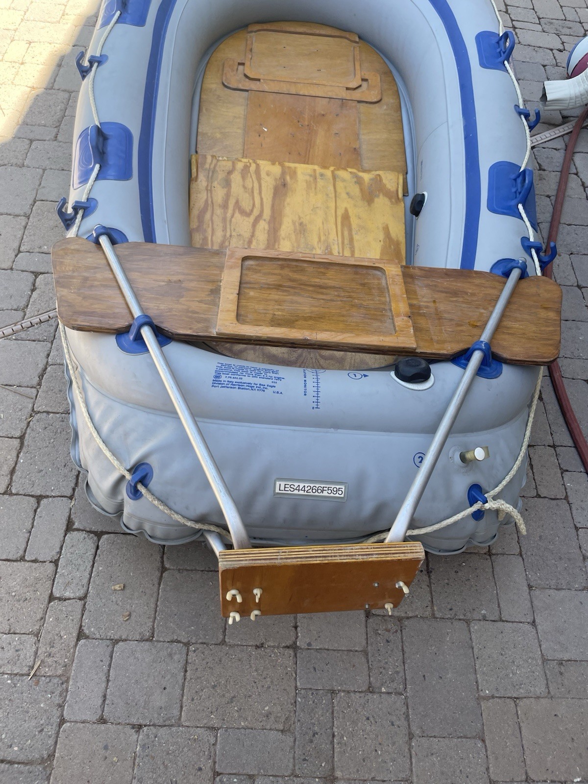 Sea Eagle 8 Heavy Duty Inflatable Raft/Boat With Trolling Motor And Accessories