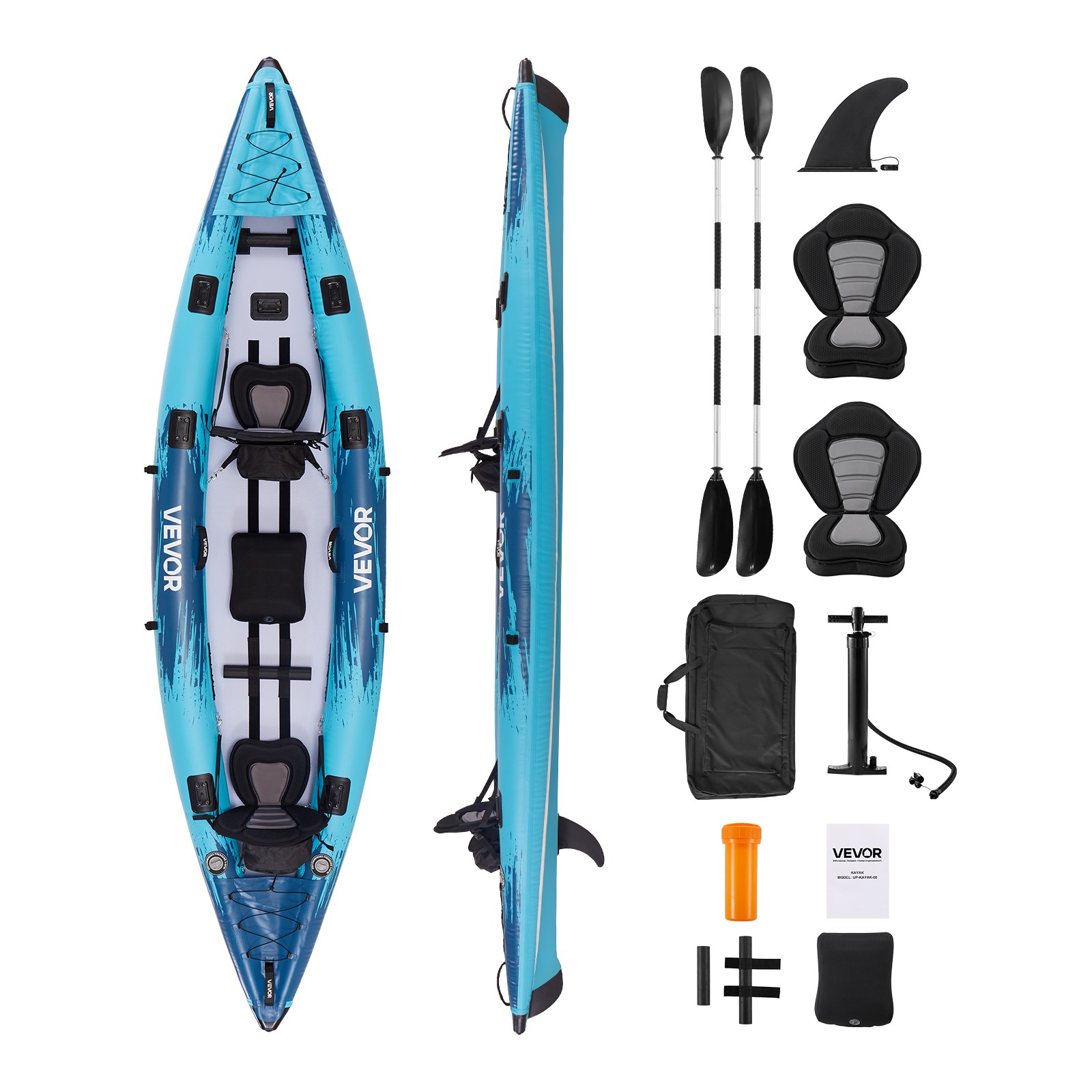VEVOR Inflatable Kayak 2-Person Inflatable Recreational Kayak 700LBS Capacity