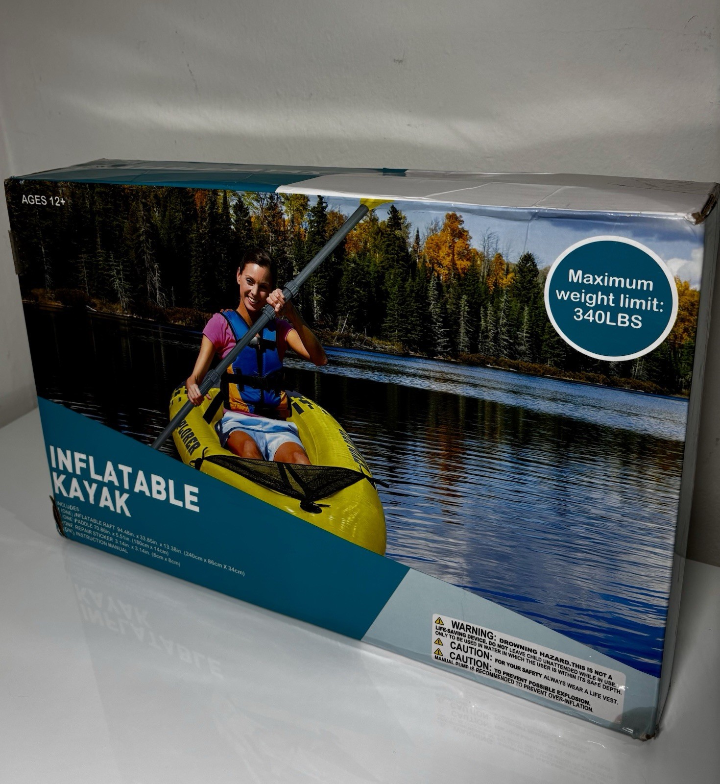 Explorer Inflatable Kayak 1-Person 340lb Capacity New Open Box w/ Paddle