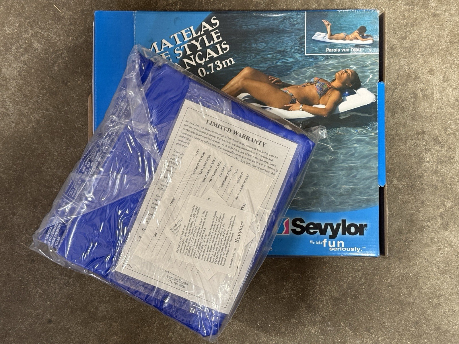 SEVYLOR French Mattress INFLATABLE T02 Raft float Pool Beach 74×29- NEW – VTG