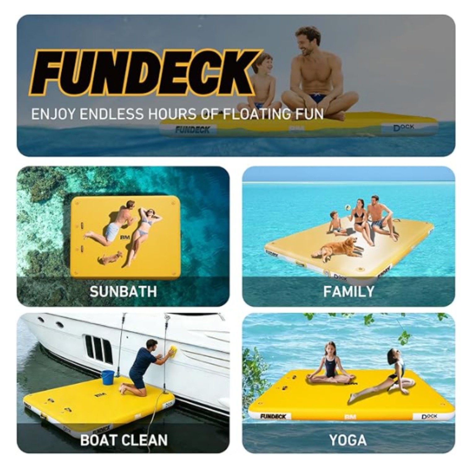 Inflatable Floating Dock, Swim Platform, Floating Deck Raft Mat Non-Slip Surface