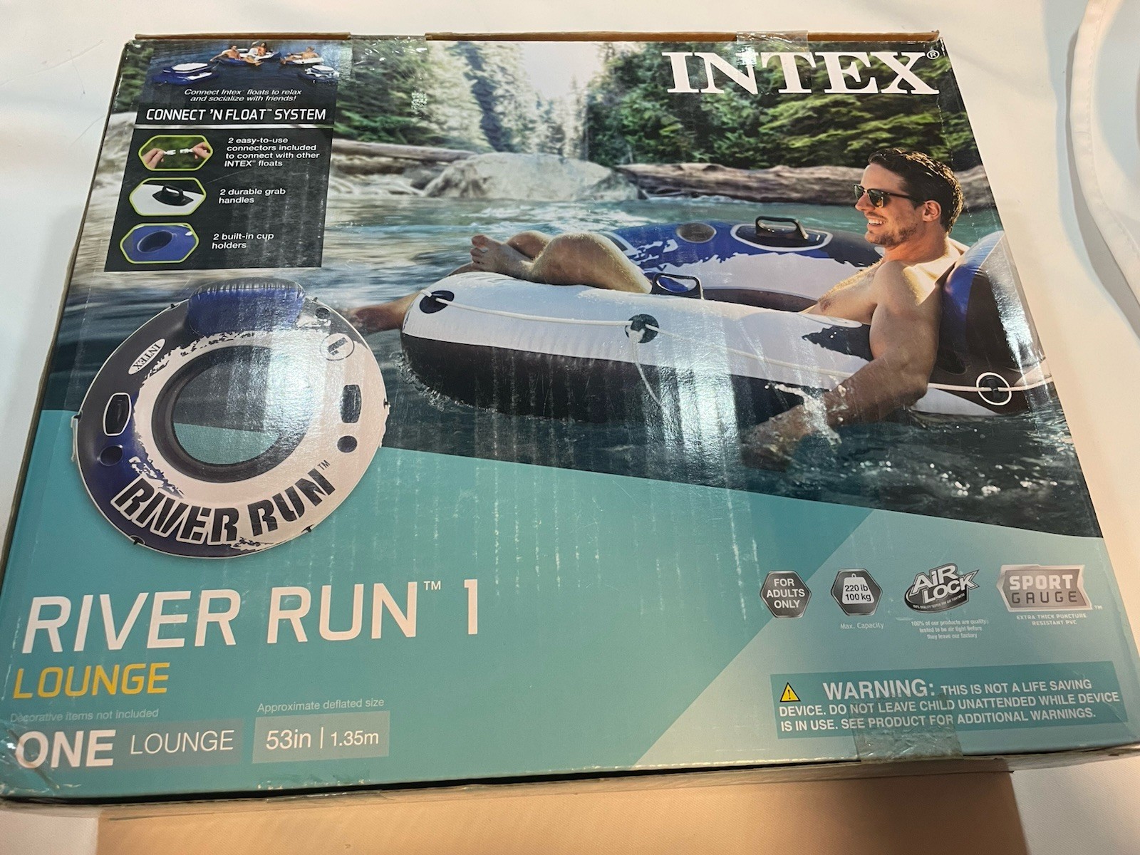 Intex River Run I Sport Lounge 53″ Inflatable Water Tube Float – NEW