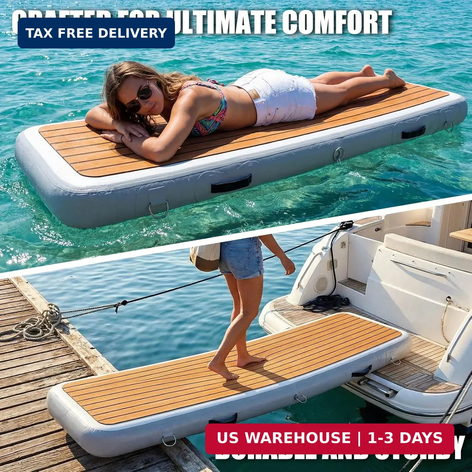 Inflatable Gangway for Boats and Yachts, 6.56 ft Gangway for Boat Dock, Portable