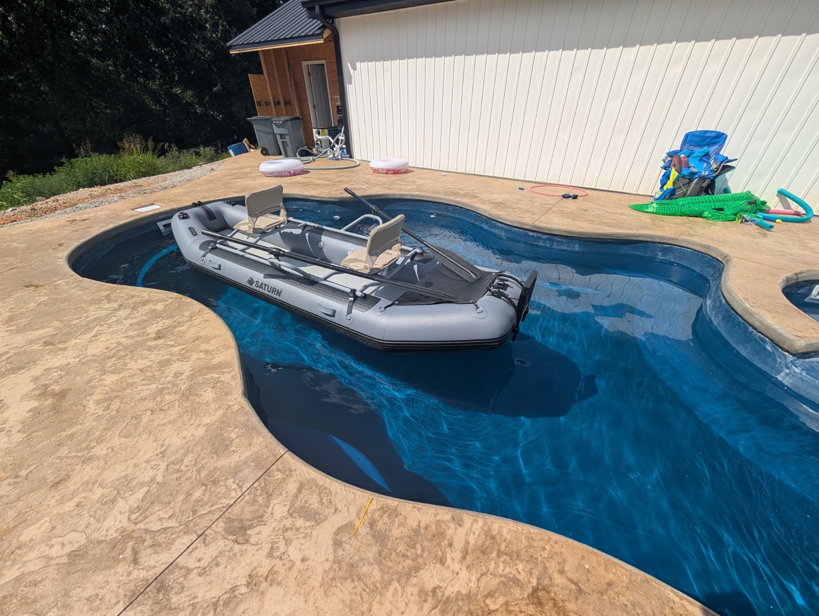 Drift Raft Boat w/ Frame, Seats, Oars & Electric Pump, Gray