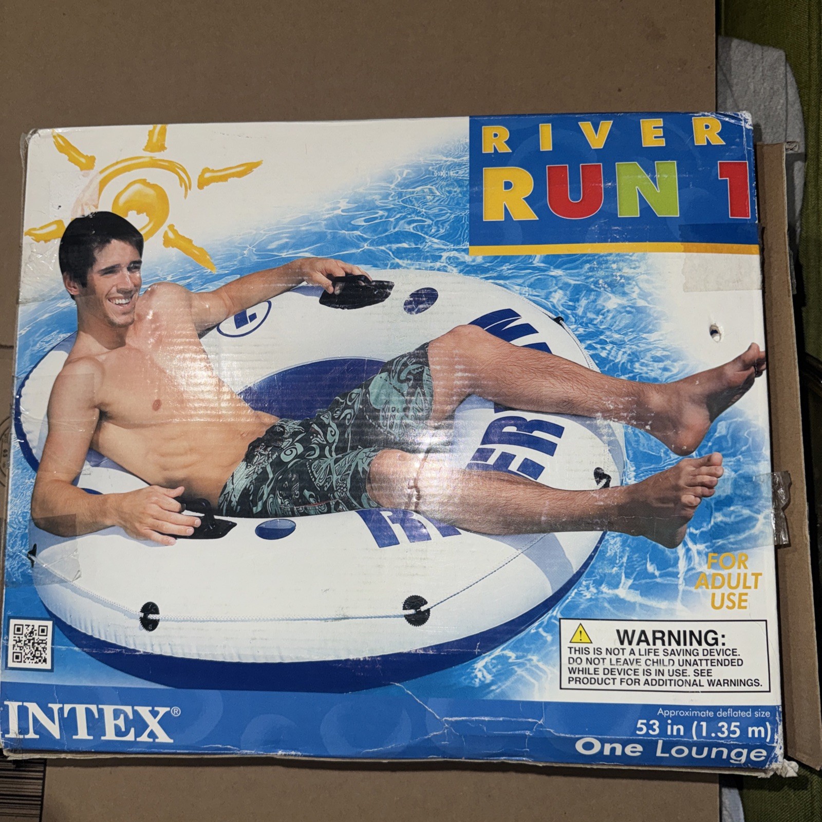 Intex River Run I Outdoor Inflatable Water Tube Lounge Float 53 inch NOB