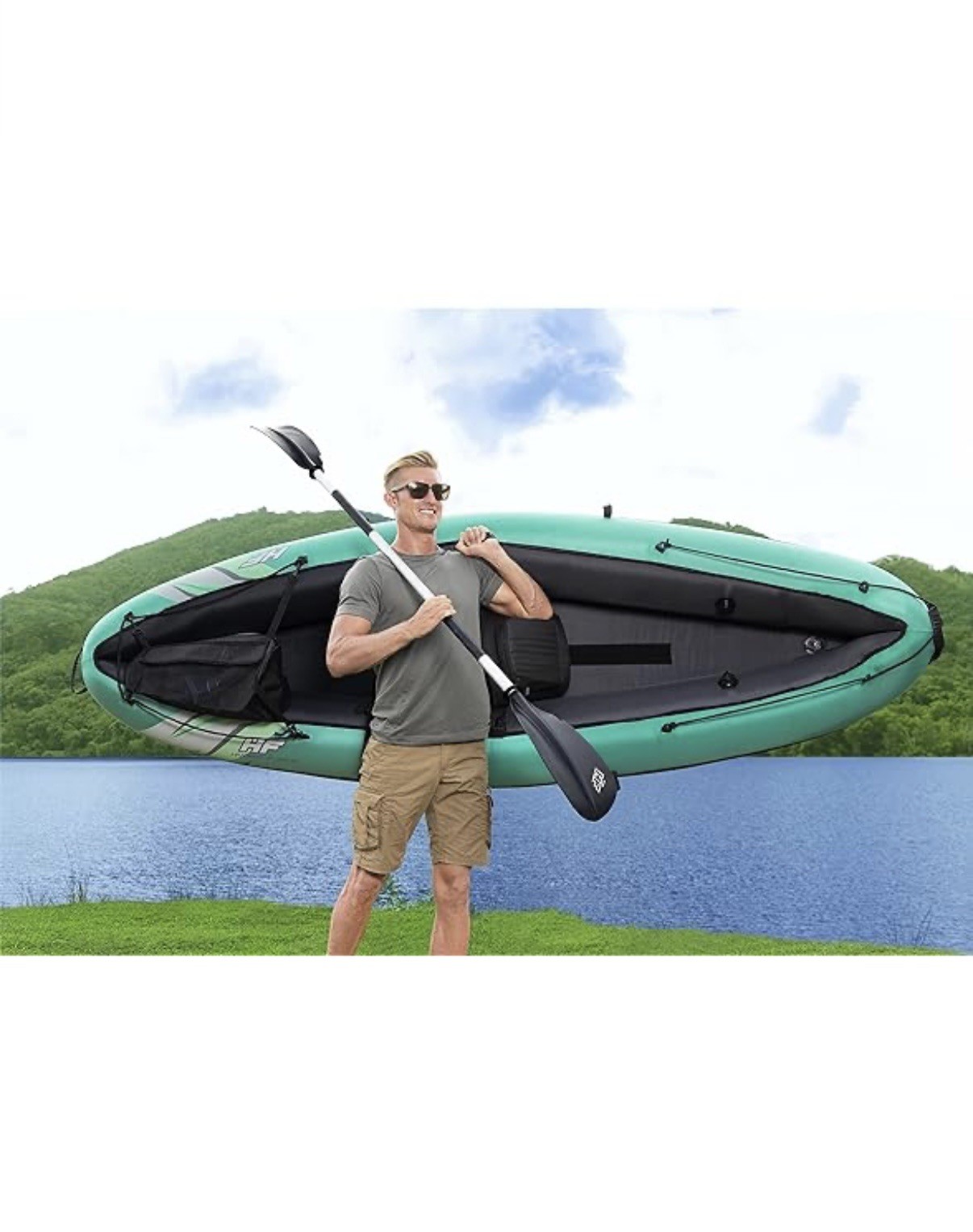 Hydro Force Inflatable Kayak Set | Includes Seat, Paddle, Hand Pump, Storage Car