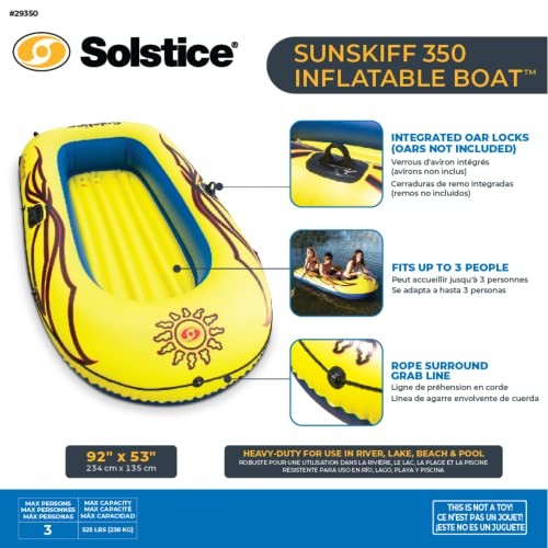 SOLSTICE Inflatable Boat Rafts 3 Person for Adults & Kids 3-Person (Boat Only)