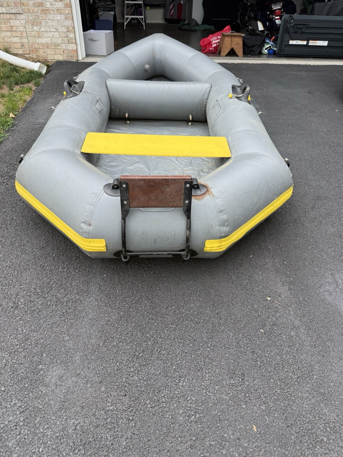 Avon Inflatable Raft Dinghy Boat Gray/Yellow with Oars, Inflatable Boat