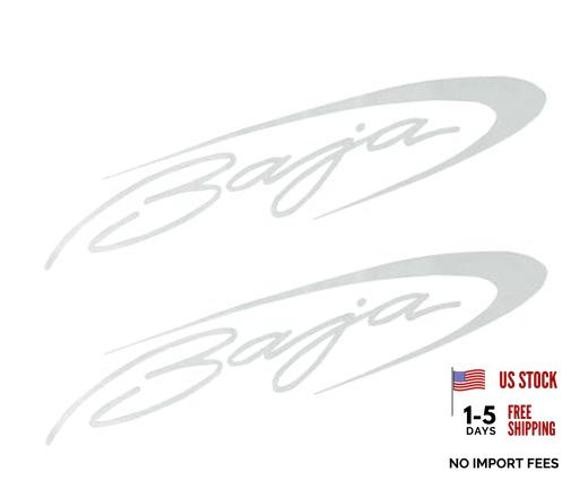2pcs Vinyl Baja Boats Hull Stickers Replacement for Boat Outboard Motor White