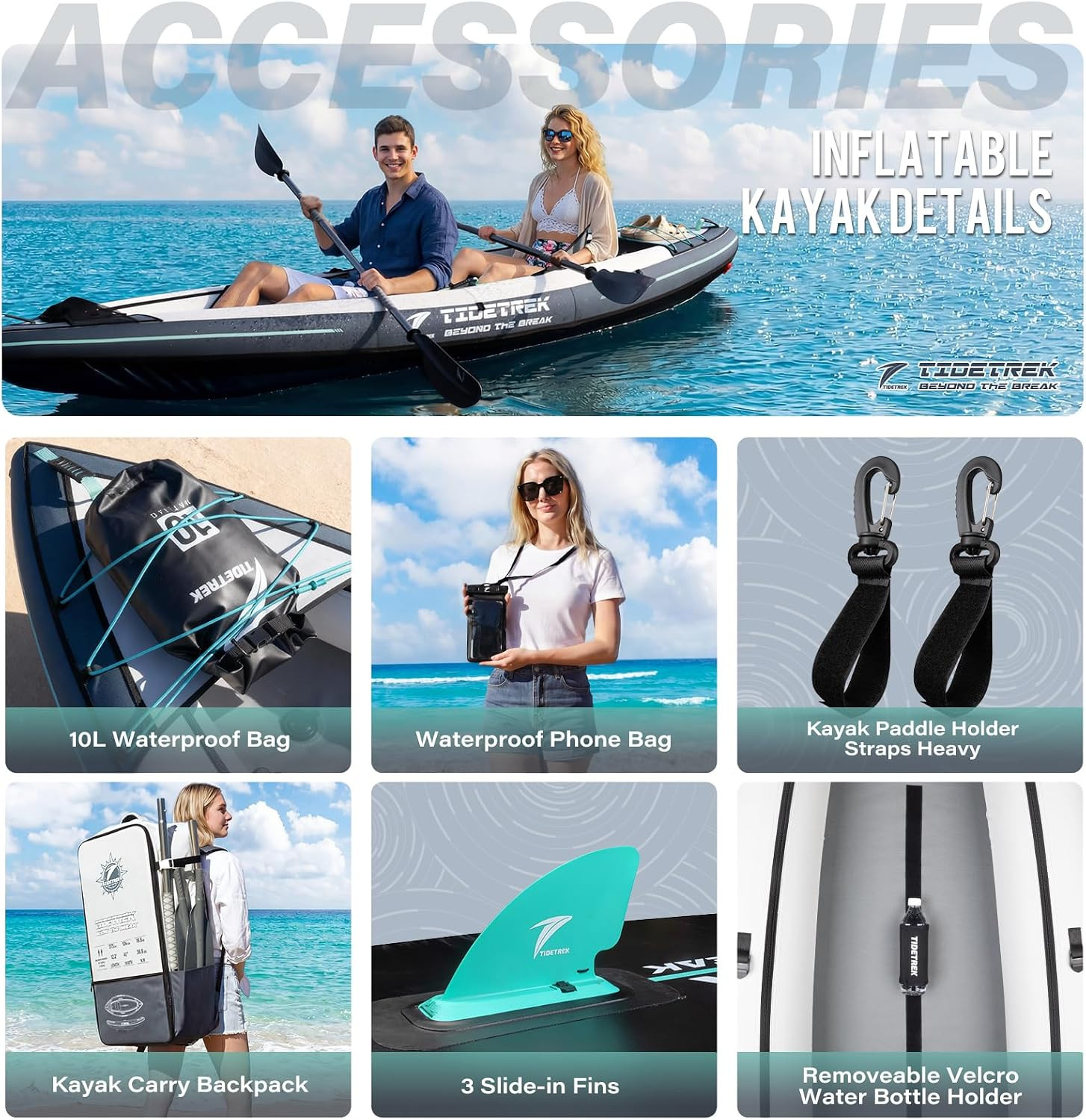 Inflatable Touring Kayak 1-Person & 2-Person with Waterproof Seat & Full Accesso
