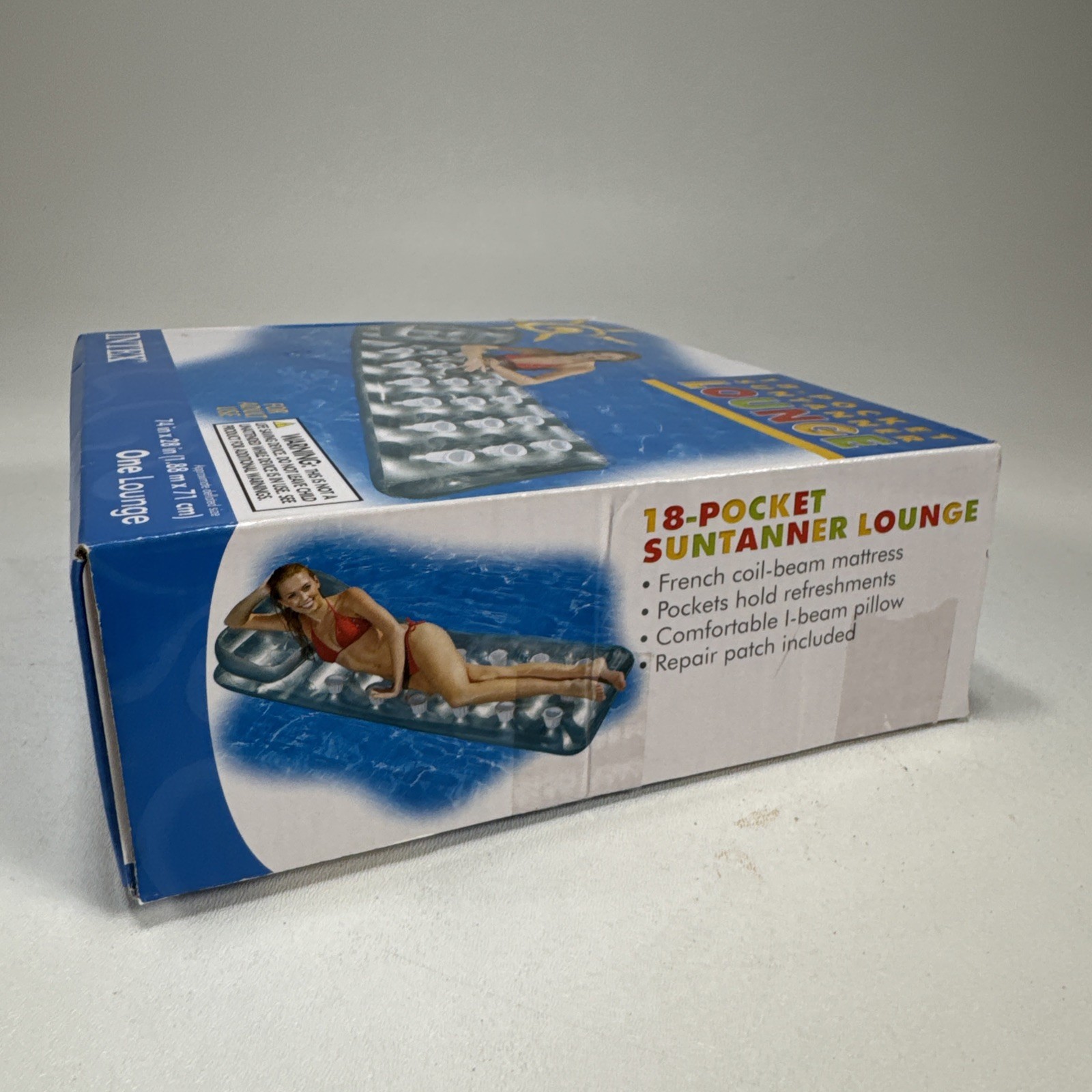 Intex 58894EP 18-Pocket Suntanner Lounge Pool Float 74×28 Silver New Boxed