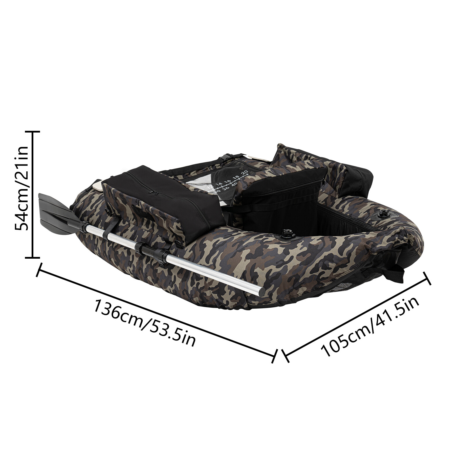Inflatable Fishing Boat Raft Backrest Adjustable Angle Within 130kg Portable