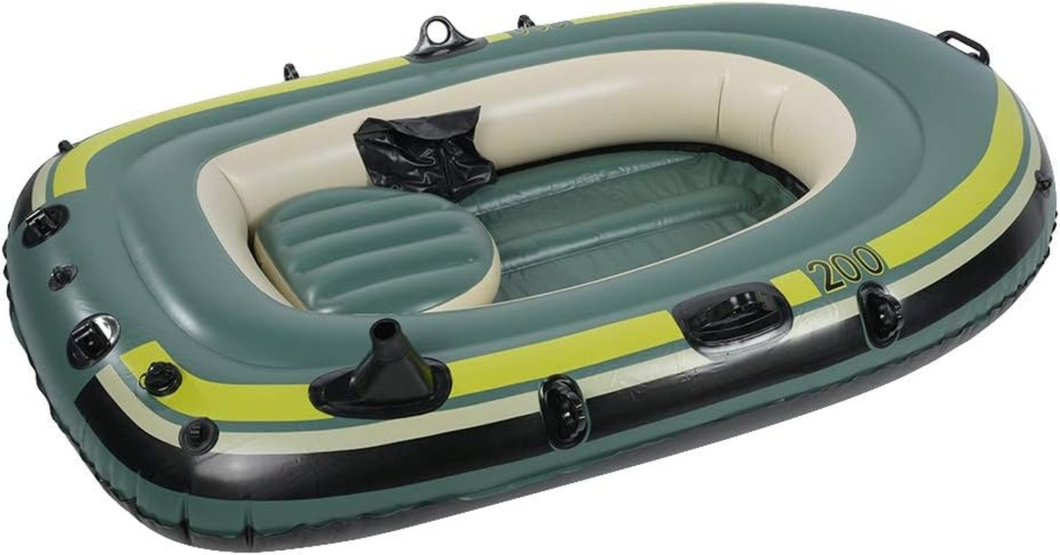 2 Person Inflatable Boat Inflatable Boats for Adults Heavy Duty Green PVC Inflat