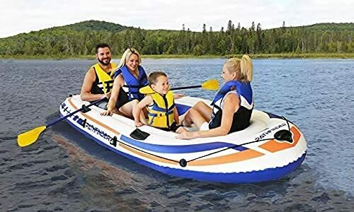 Pathfinder 4 Person Inflatable Raft Boat with Pump & Oars – 120x54x17 (WM34116)