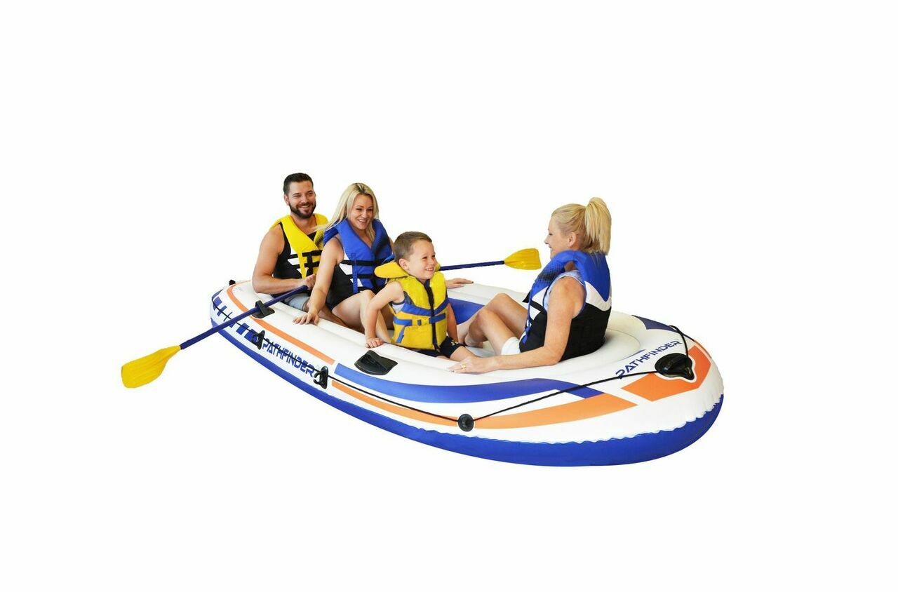 Pathfinder 4 Person Inflatable Raft Boat with Pump & Oars – 120x54x17 (WM34116)