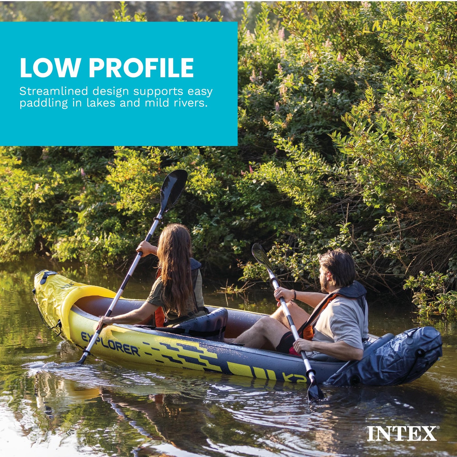 Intex 2-Person Inflatable Kayak Set w/ Pump, Aluminum Oars, Adjustable Seats