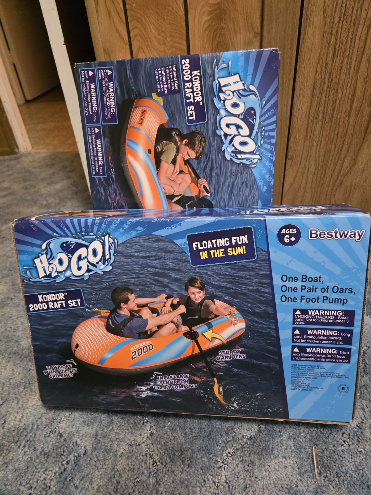 Set of two. Bestway H2O Go! Kondor 2000 Inflatable Raft Set w/ Oars & Foot Pump