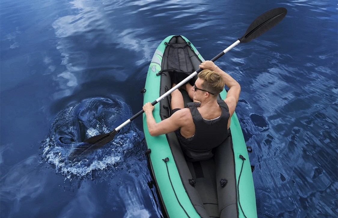 Hydro Force Inflatable Kayak Set | Includes Seat, Paddle, Hand Pump, Storage Car