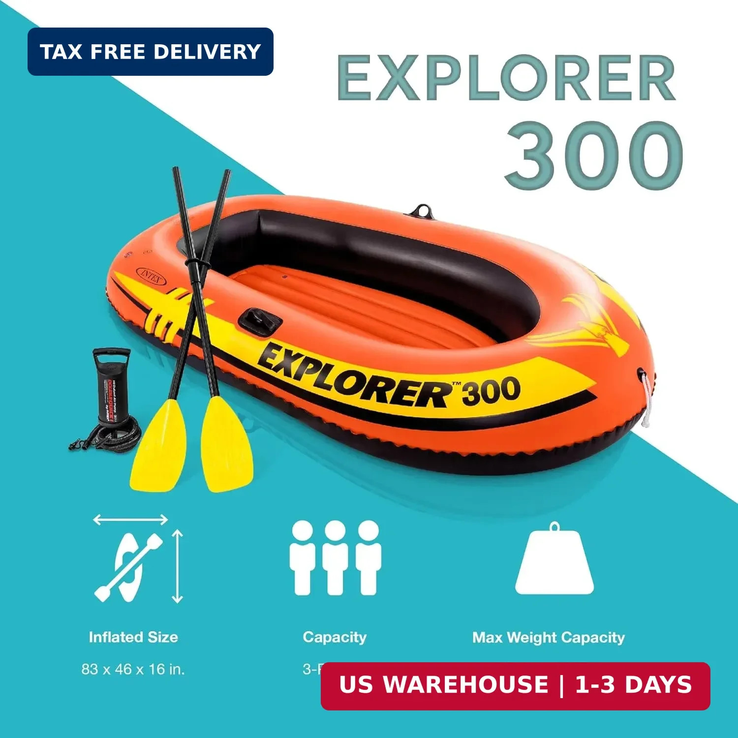 INTEX Explorer Compact Inflatable Boat Series: Dual Air Chambers – Welded Oar Lo