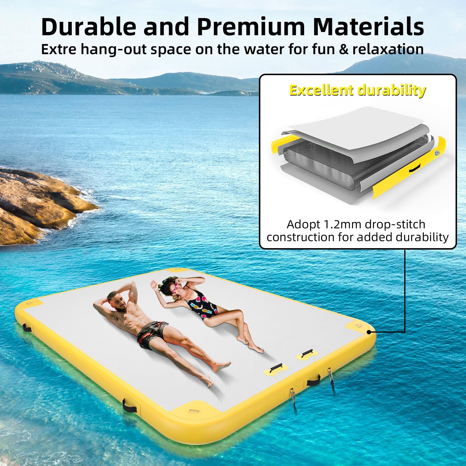 Gonflable Inflatable Floating Dock Platform 6Ft Swim Mat Inflatable Floating