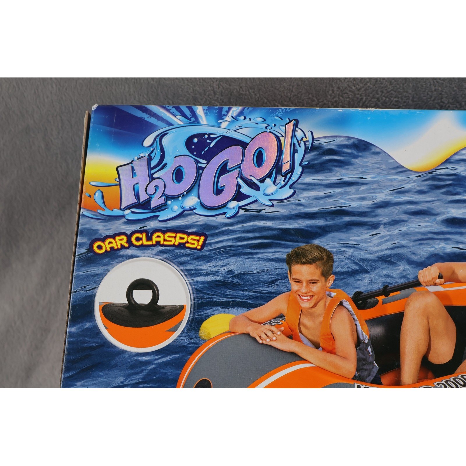 Bestway H2O GO! Kondor 2000 Boat Set 6 Ft 5 In X 45 In Inflatable Orange