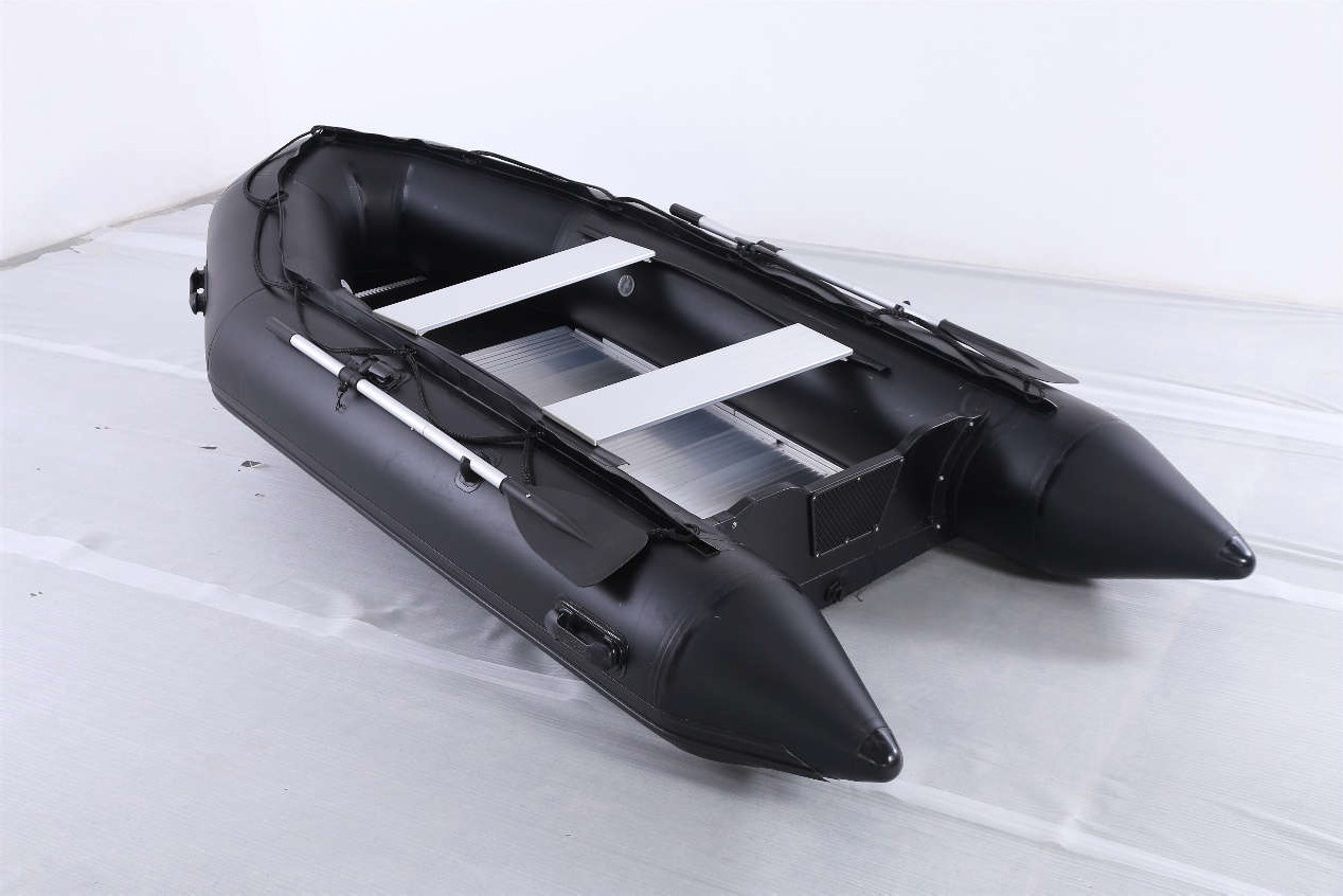 Seawalker Inflatable Fishing Boat, Aluminum Floor 0.9mm PVC, Black,14.1ft